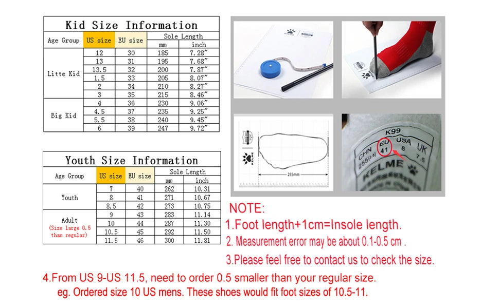 2 Chaussures de Soccer size chart - taille - sport vitals