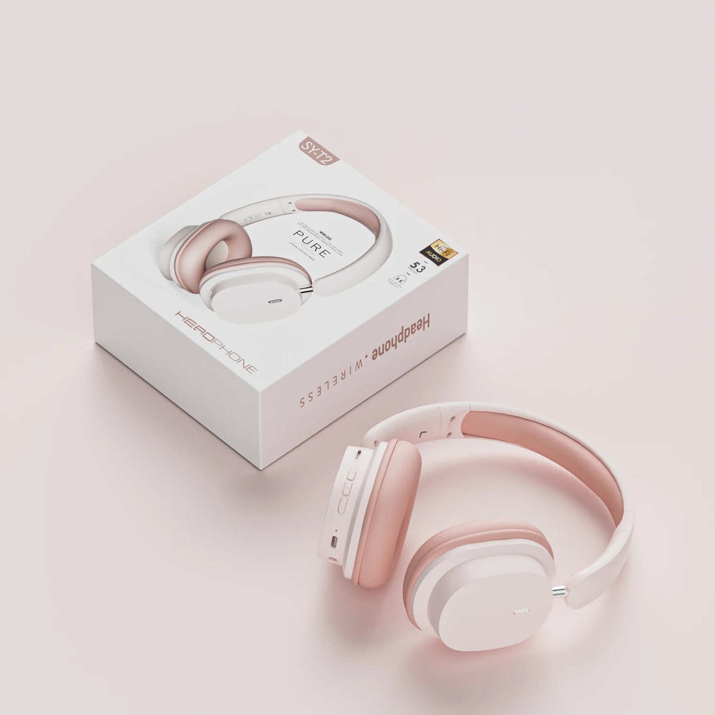 Casque audio sans fil hybride rose - sport vitals