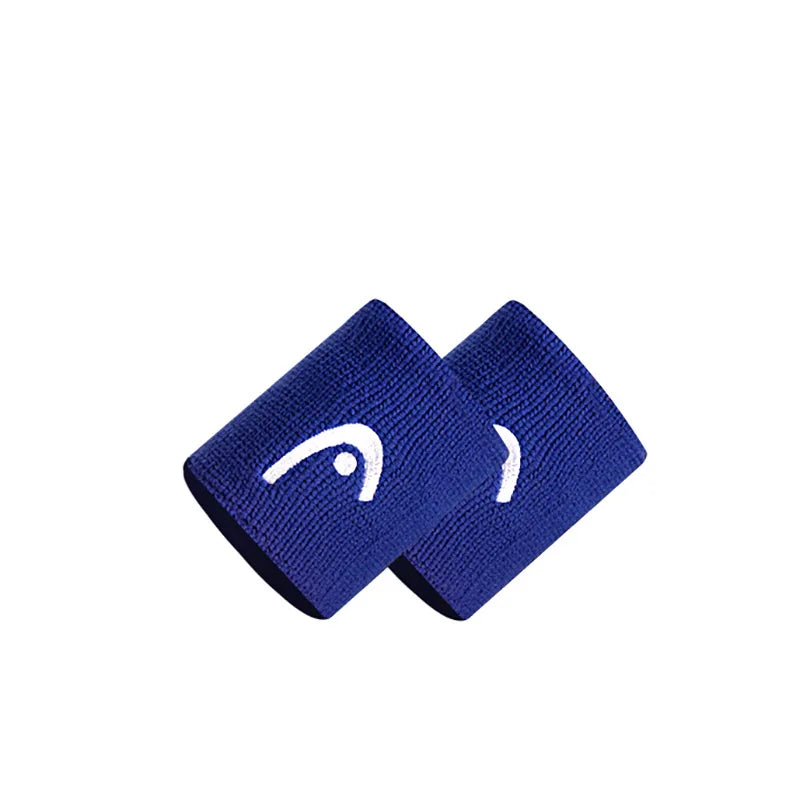 Deux Bracelets Absorbants de Sport HEAD™ Bleu avec logo blanc 2.5 pouces
