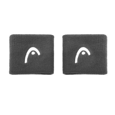 Deux Bracelets Absorbants de Sport HEAD™ Gris avec logo blanc 2.5 pouces
