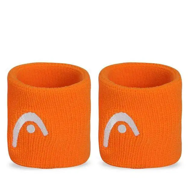 Deux Bracelets Absorbants de Sport HEAD™ Orange avec logo blanc 2.5 pouces