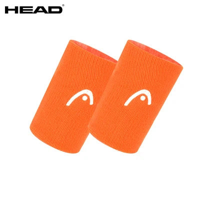 Deux Bracelets Absorbants de Sport HEAD™ Orange avec logo blanc 5 pouces
