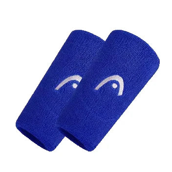 Deux Bracelets Absorbants de Sport HEAD™ Bleu avec logo blanc 5 pouces