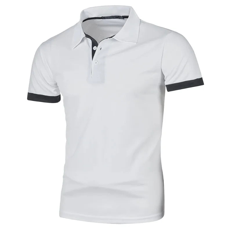 Polo à Manches Courtes pour Hommes - blanc et noir - sports vitals