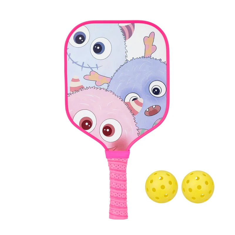 Raquette Pickleball Enfant -image monstres, raquette rose, sport vitals