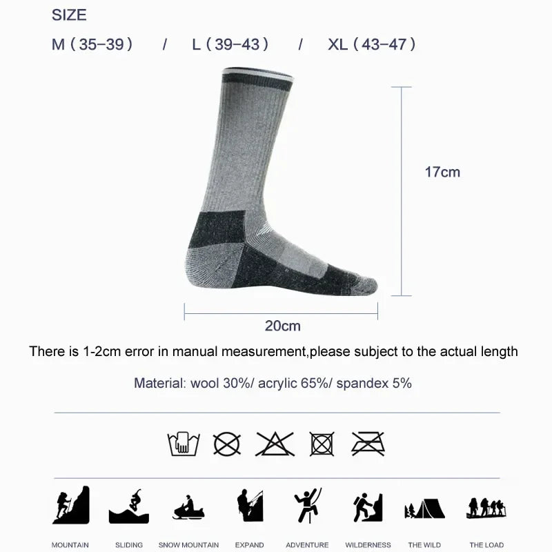 2 paires de chaussettes de randonnée en laine mérinos