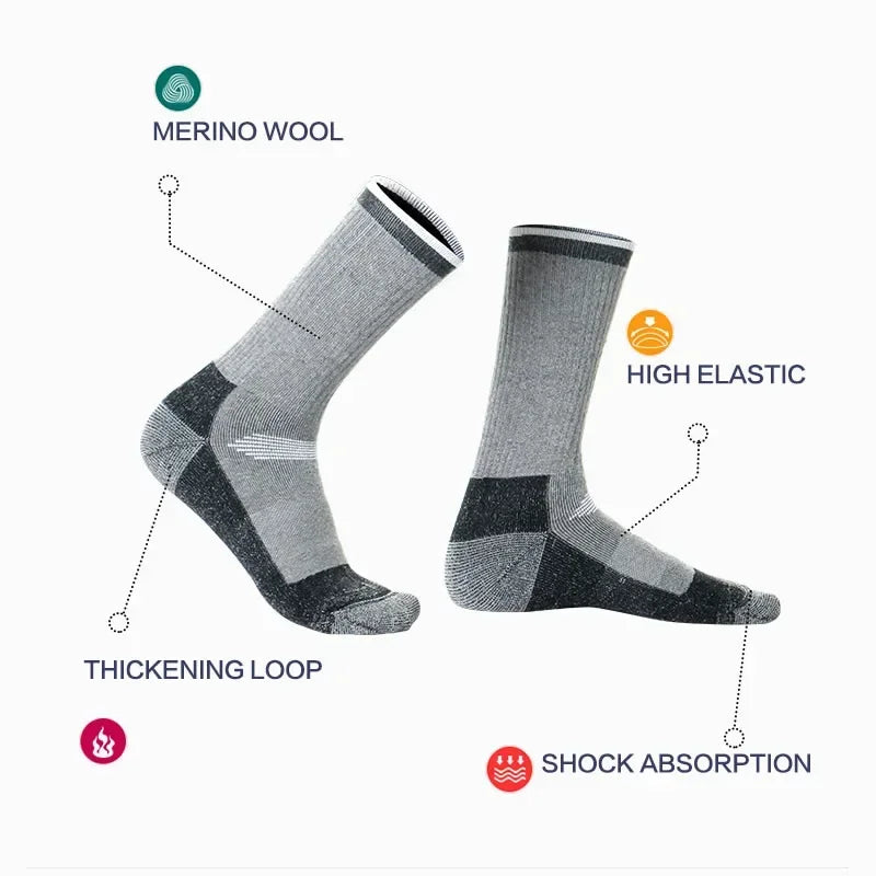 2 paires de chaussettes de randonnée en laine mérinos