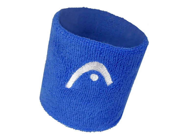 Un Bracelet Absorbant de Sport HEAD™ bleu avec logo blanc 2.5 pouces