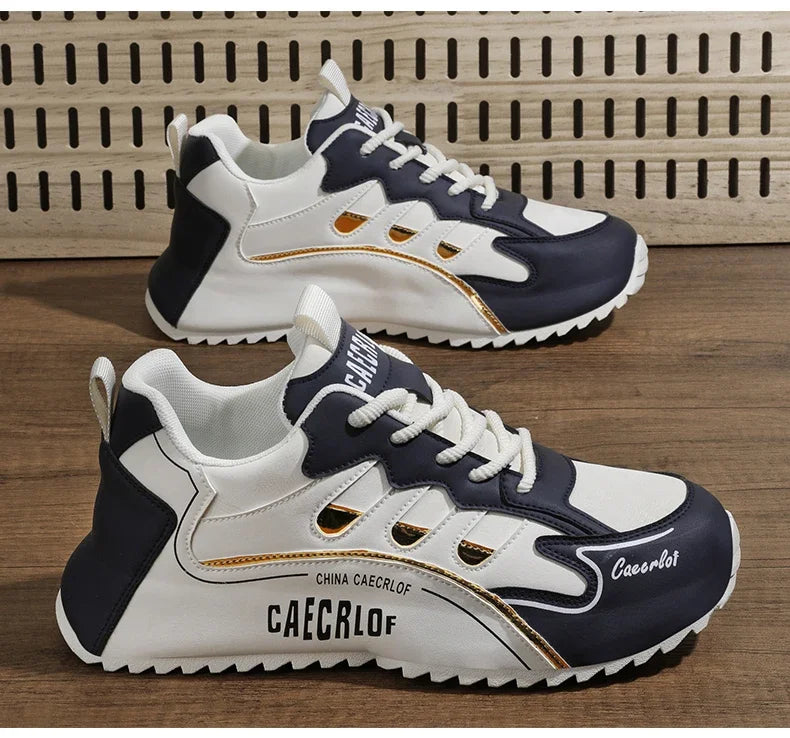 2 Chaussures pour Hommes avec lacets – Baskets - Blanc et noir - sport vitals