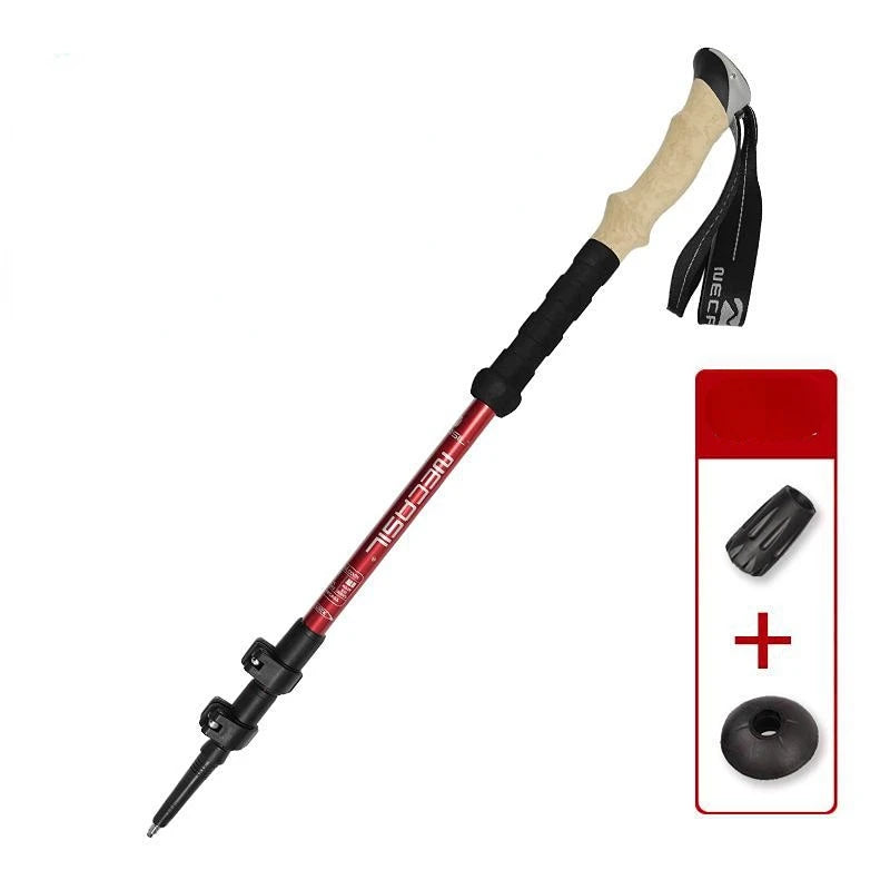 Bâton de Marche Télescopique Rouge