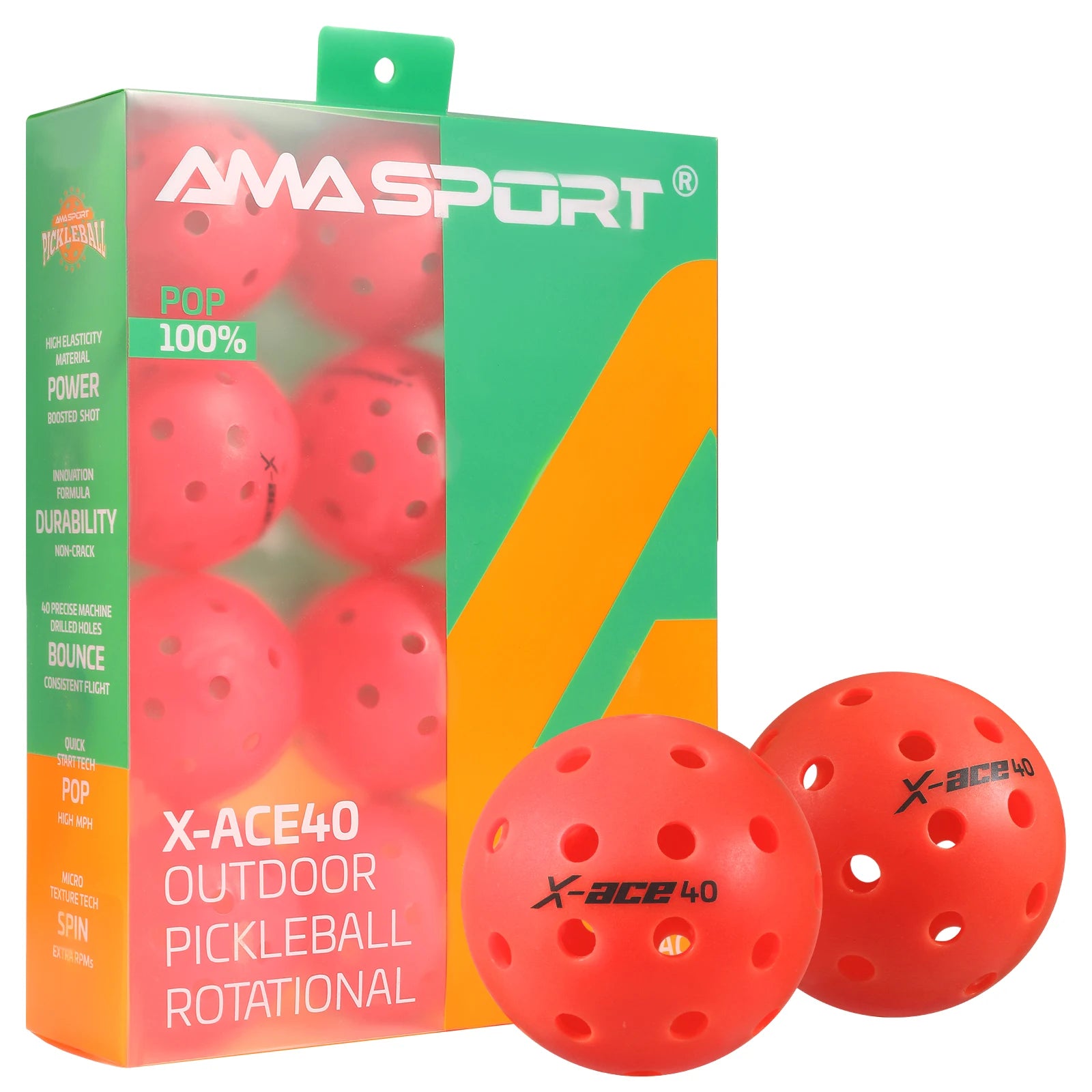 Balles de pickleball extérieures 12 par paquet - rouge - sport vtials