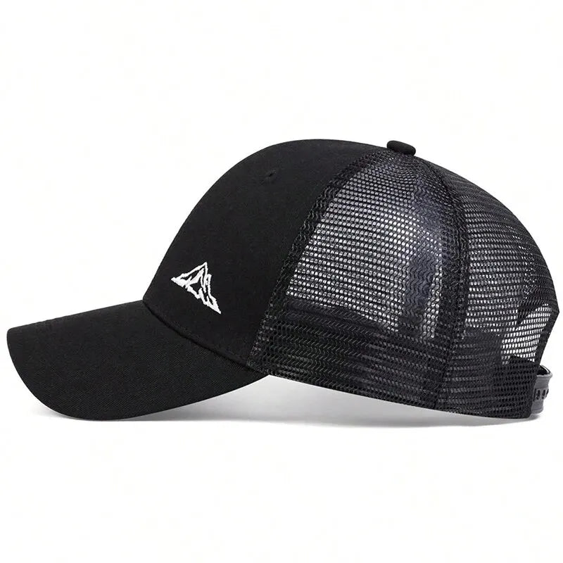 Casquette de Baseball Unisexe noire - motif montagne brodée - en filet  noir - sport vitals