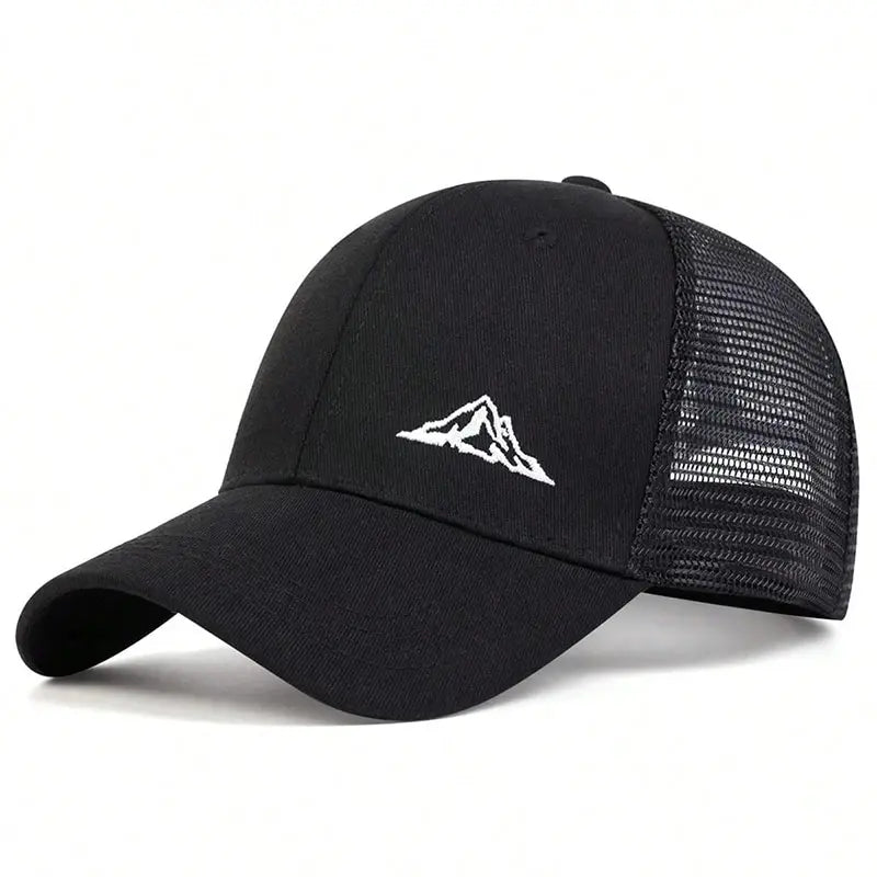 Casquette de Baseball Unisexe noire - motif montagne brodée - en filet  noir - sport vitals