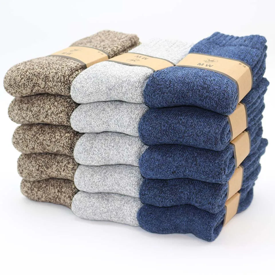 Chaussettes en Laine Merino bleu foncé - vert et gris pâle