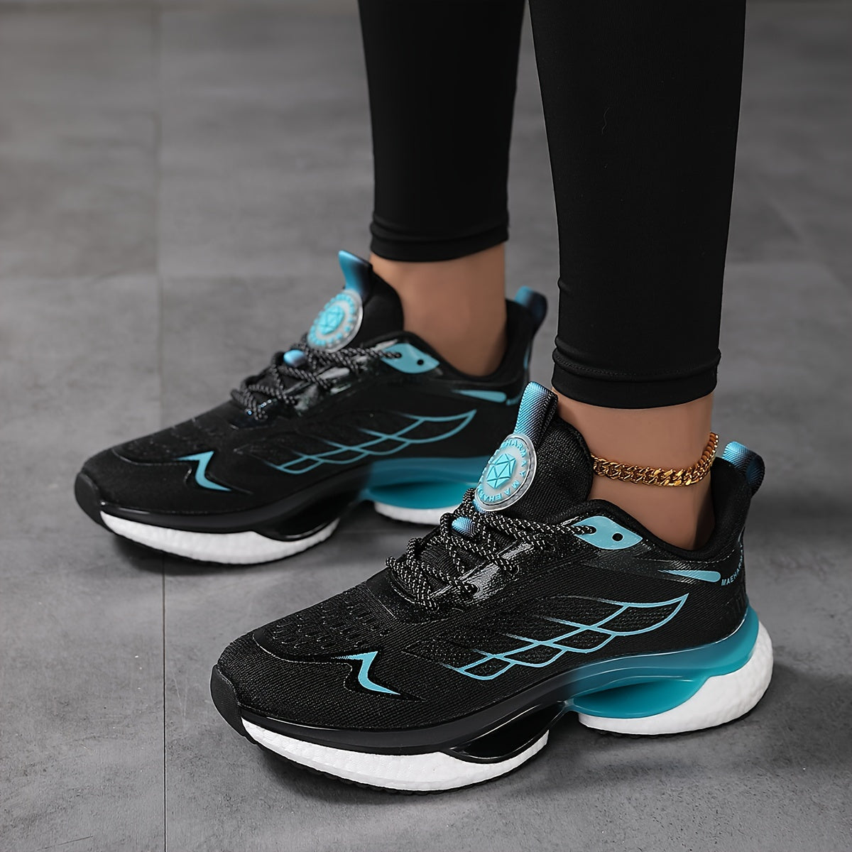 Chaussure pour femmes Noir et bleu en maille - sport vitals