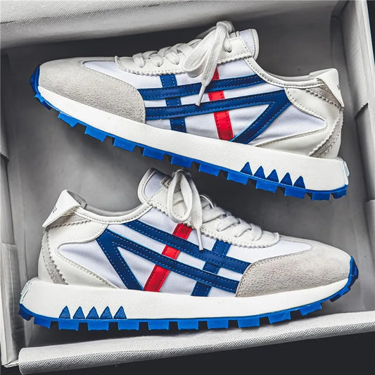 Chaussures décontractées homme blanc et bleu - sport vitals - ligne bleu, ligne rouge