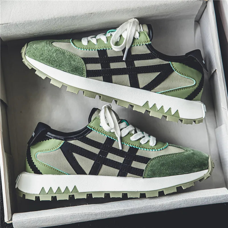 Chaussures décontractées homme blanc et vert - ligne noir et semelle verte- posrt vitals