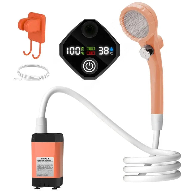 Douche portable de camping électrique – Écran intelligent et batterie 6000mAh - orange - sport vitals