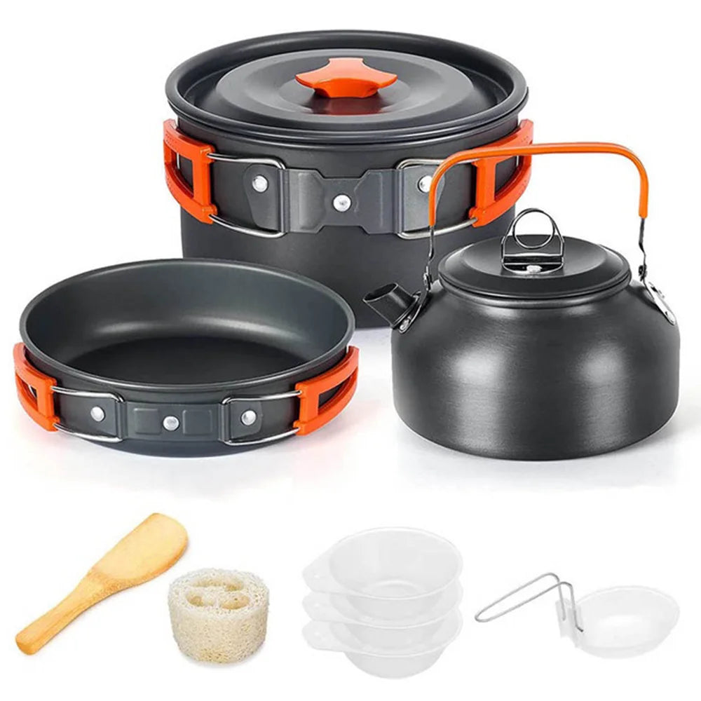 Ensemble de Cuisine de Camping noir et orange