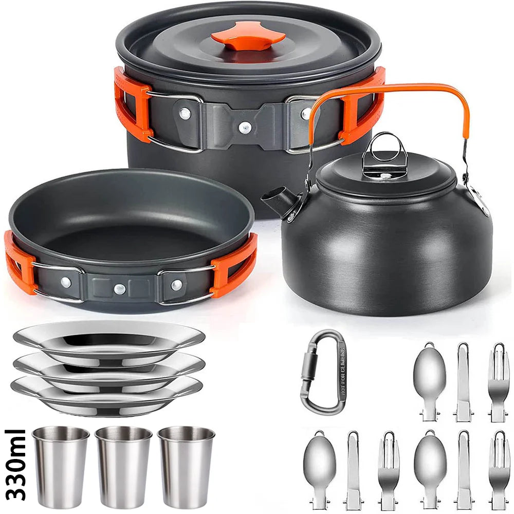 Ensemble de Cuisine de Camping, kit complet orange et noir