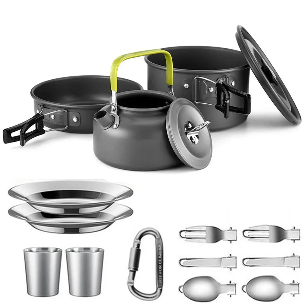 Ensemble de Cuisine de Camping- kit complet noir et vert
