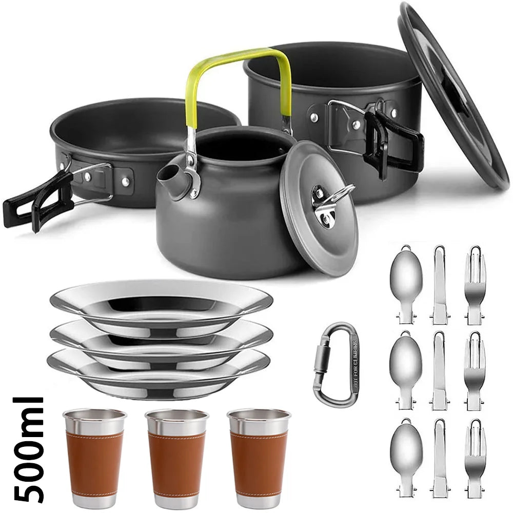 Ensemble de Cuisine de Camping, kit complet avec verre