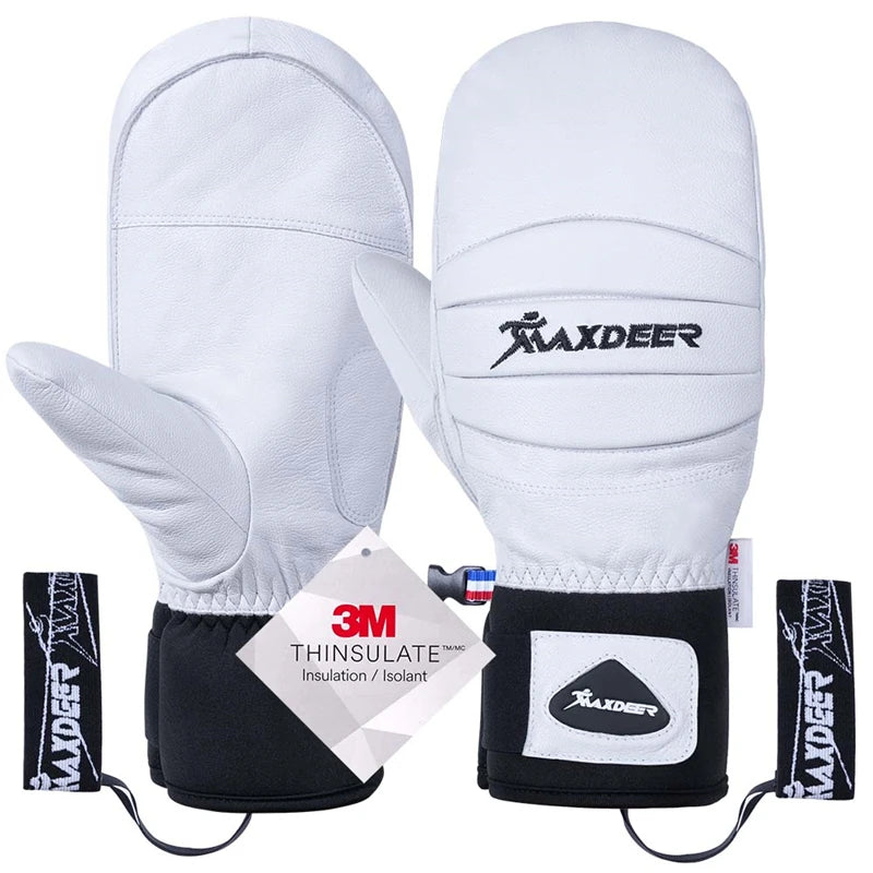  Gants de Ski en Cuir  Blanc - thinsulate