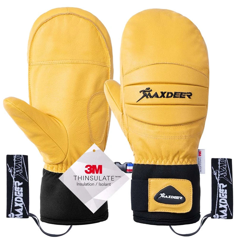  Gants de Ski en Cuir  jaune- thinsulate