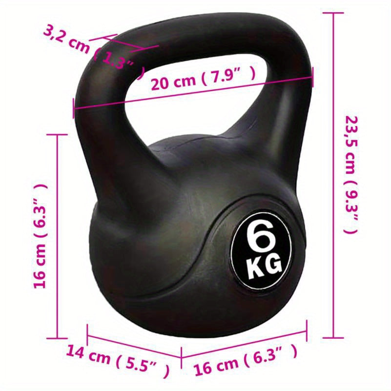 Kettlebell en fibre métallique - 6 kg - dimension - noir - sport vitals
