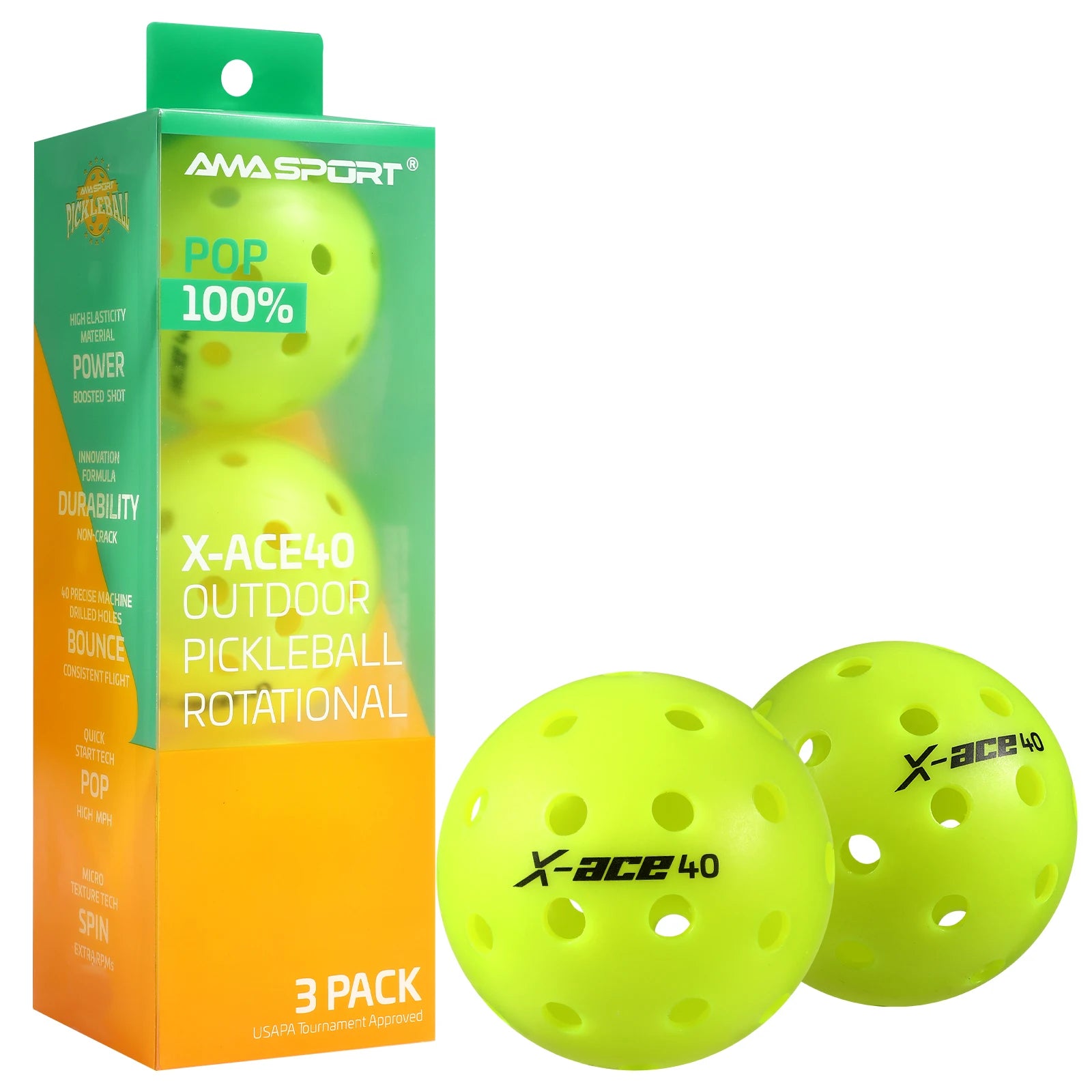 La balle jaune Pickleballs - 3 par paquet - sport vitals