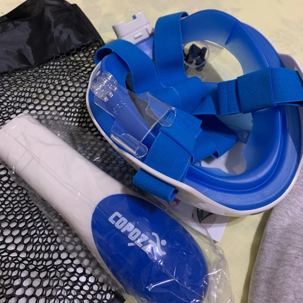 Masque de plongée intégral COPOZZ™ bleu foncé et blanc - sport vitals