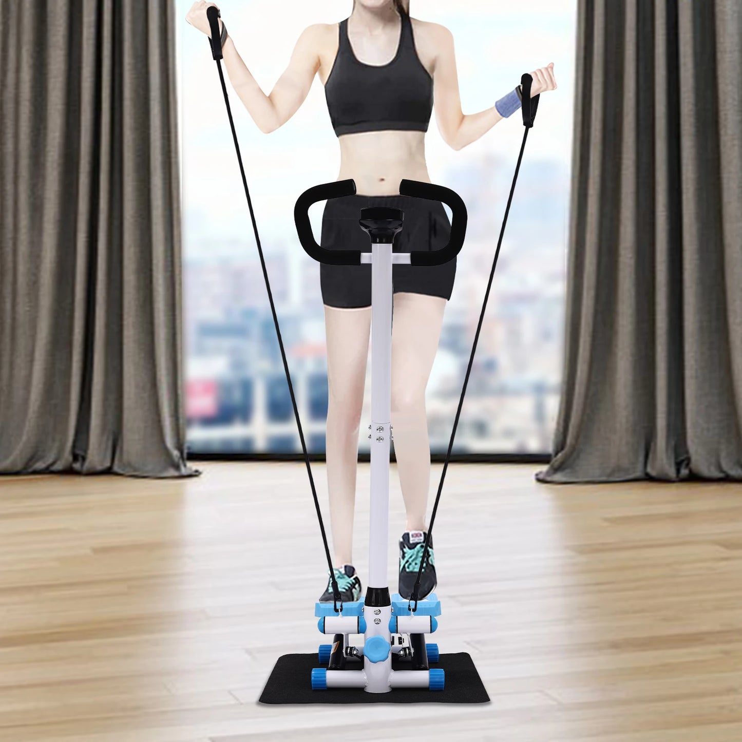 Mini Stepper avec poignée Machine d'entraînement Fitness Corde à tirer Exercice noir- sangles - exercices - sport vitals