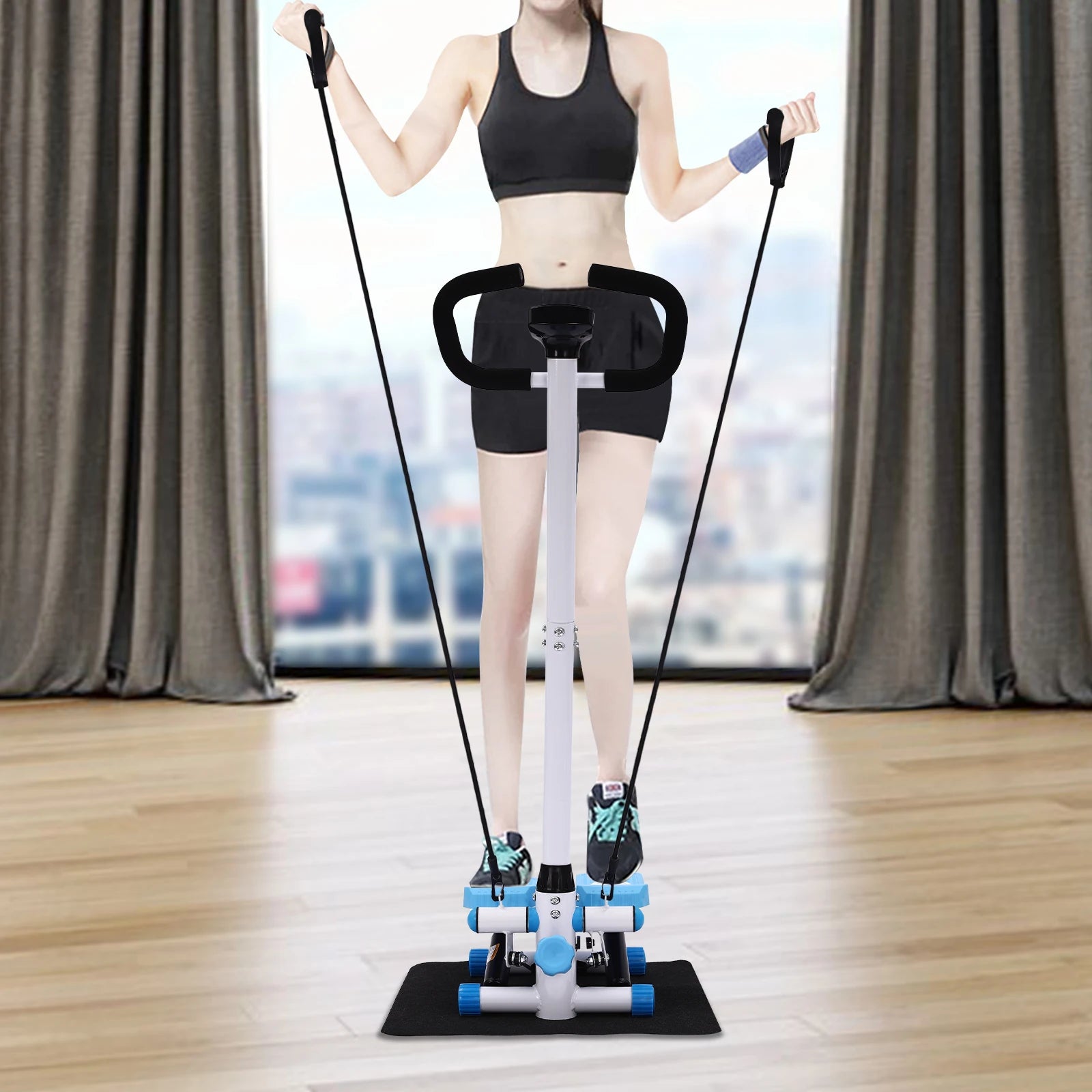 Mini Stepper avec poignée Machine d'entraînement Fitness Corde à tirer Exercice noir- sangles - exercices - sport vitals