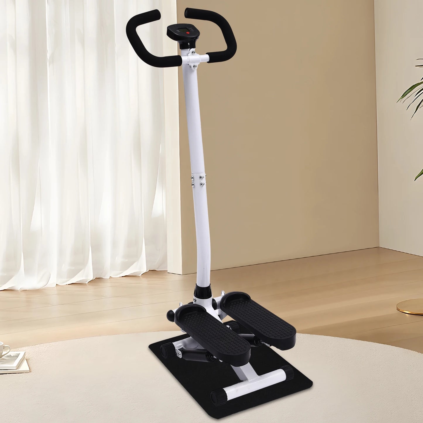Mini Stepper avec poignée Machine d'entraînement Fitness Corde à tirer Exercice noir et blanc - salon - sport vitals