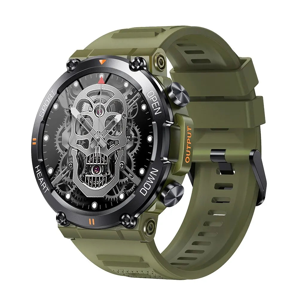 Montre intelligente de sport kaki et cadran noir