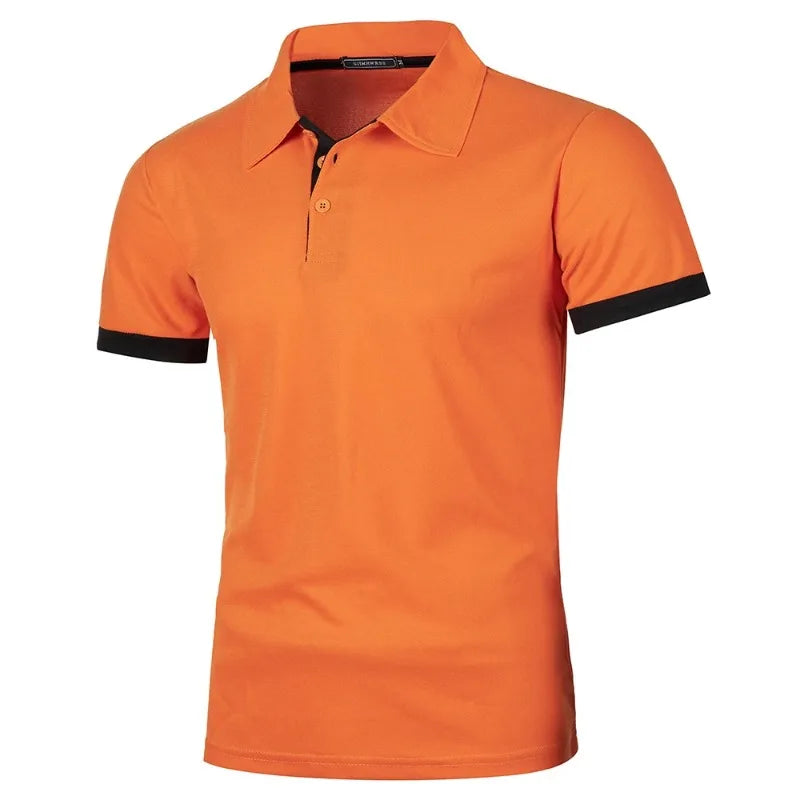 Polo à Manches Courtes pour Hommes - orange  et noir - sport vitals 