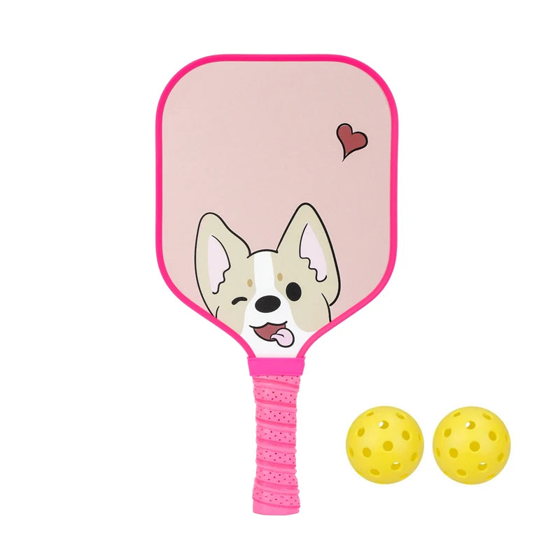 Raquette Pickleball Enfant -image chien - raquette rose - sport vitals