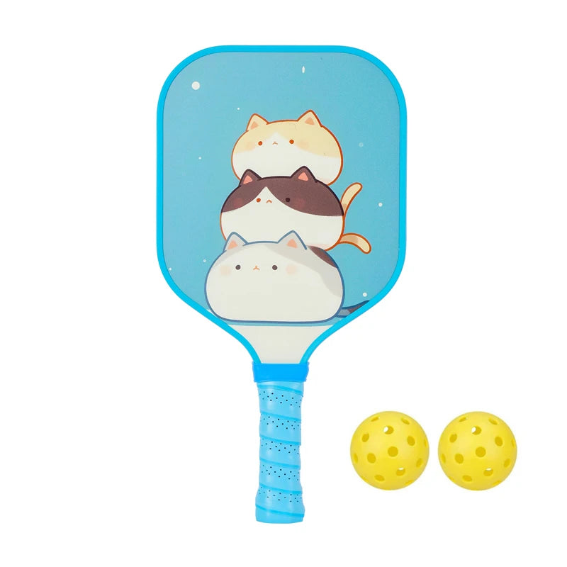 Raquette Pickleball Enfant -image trois chats - raquette bleu - sport vitals