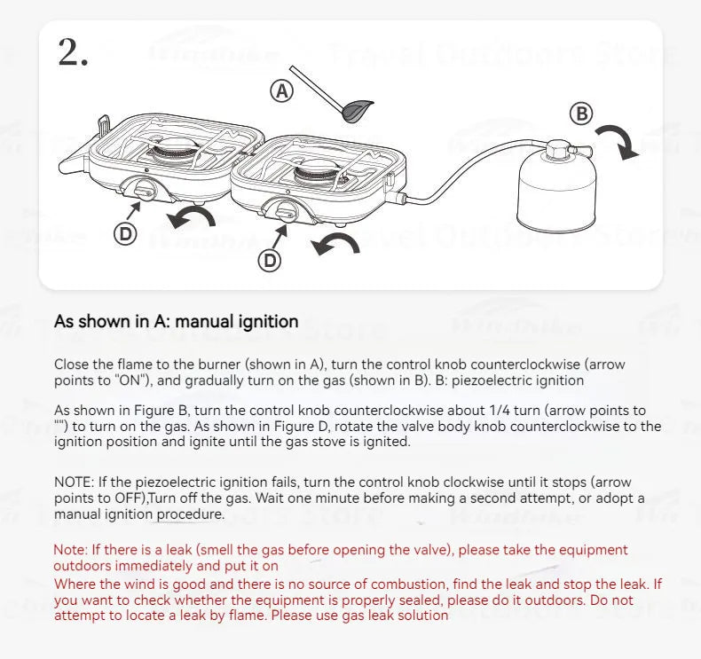 Réchaud à gaz pliable double brûleur
