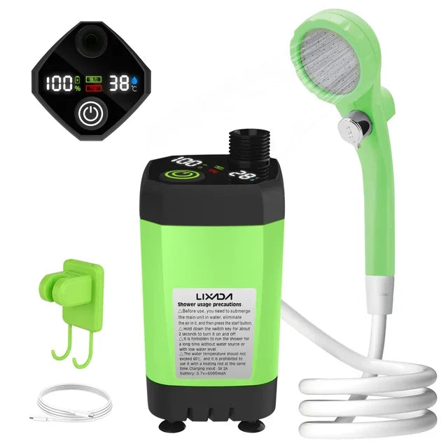Douche portable de camping électrique – Écran intelligent et batterie 6000mAh