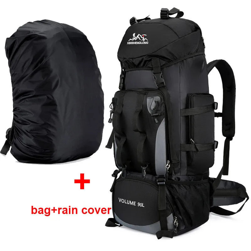 Sac à Dos de Randonnée - Noir é avec sac de protection contre la pluie - 90 L