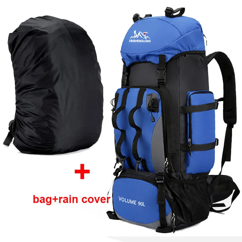 Sac à Dos de Randonnée - bleu avec sac de protection contre la pluie- 90L