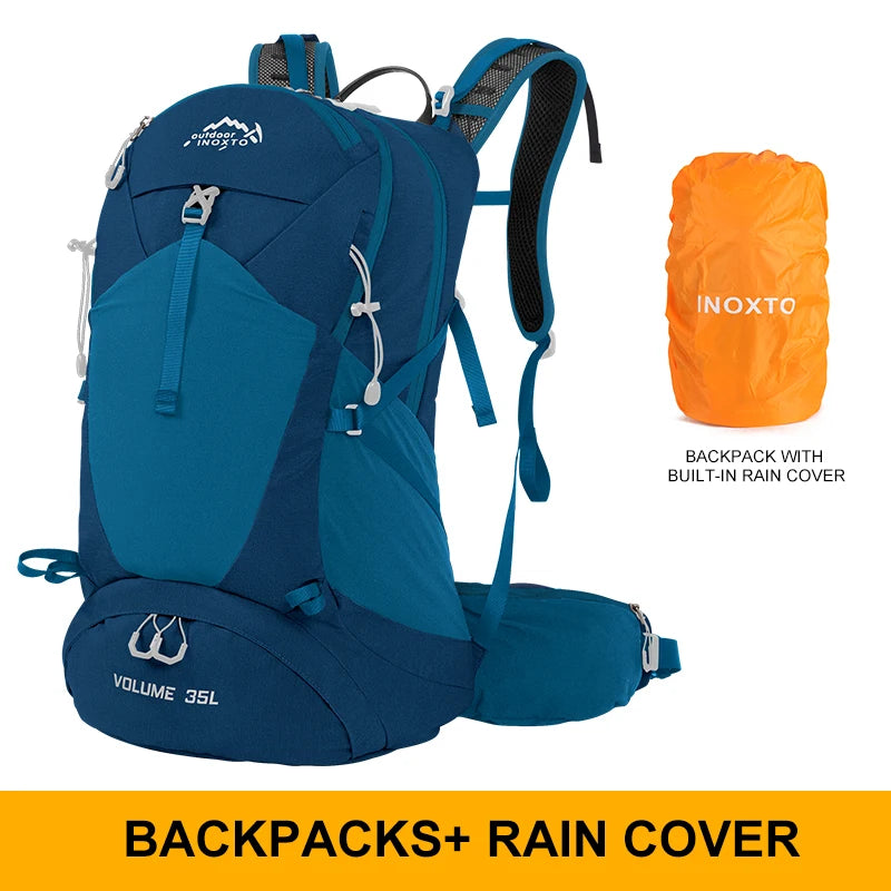 Sac à dos 35L bleu avec sac de protection de pluie