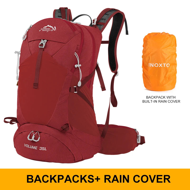 Sac à dos 35L rouge avec sac de protection de pluie