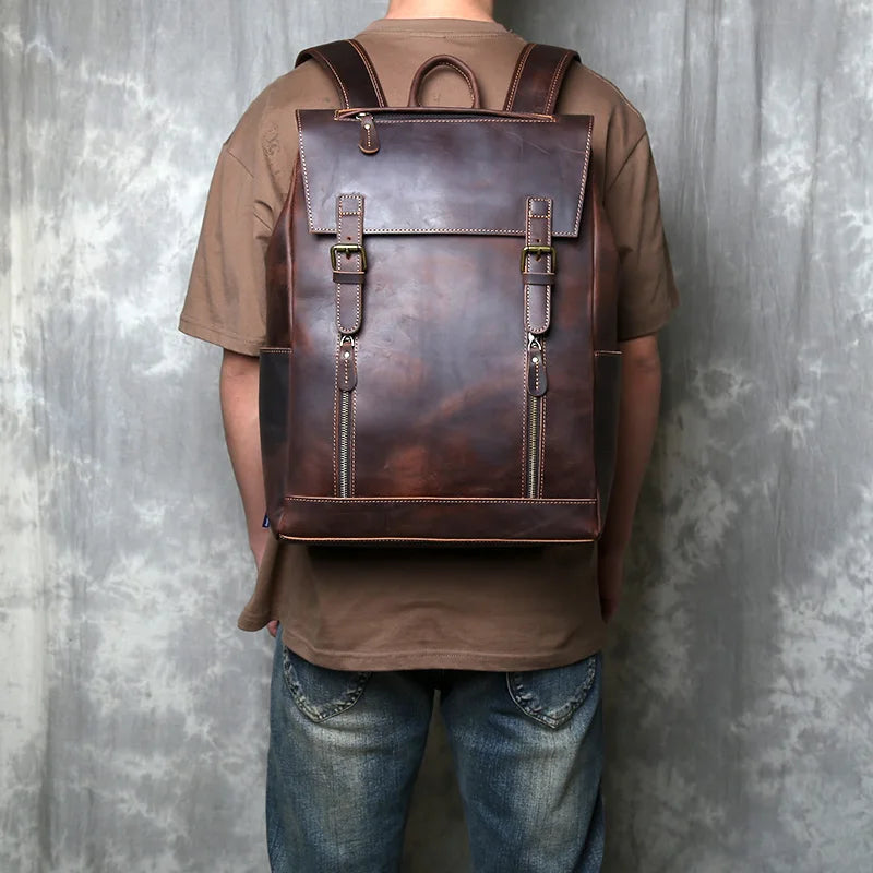 Sac à dos cuir véritable  brun- sport vitals