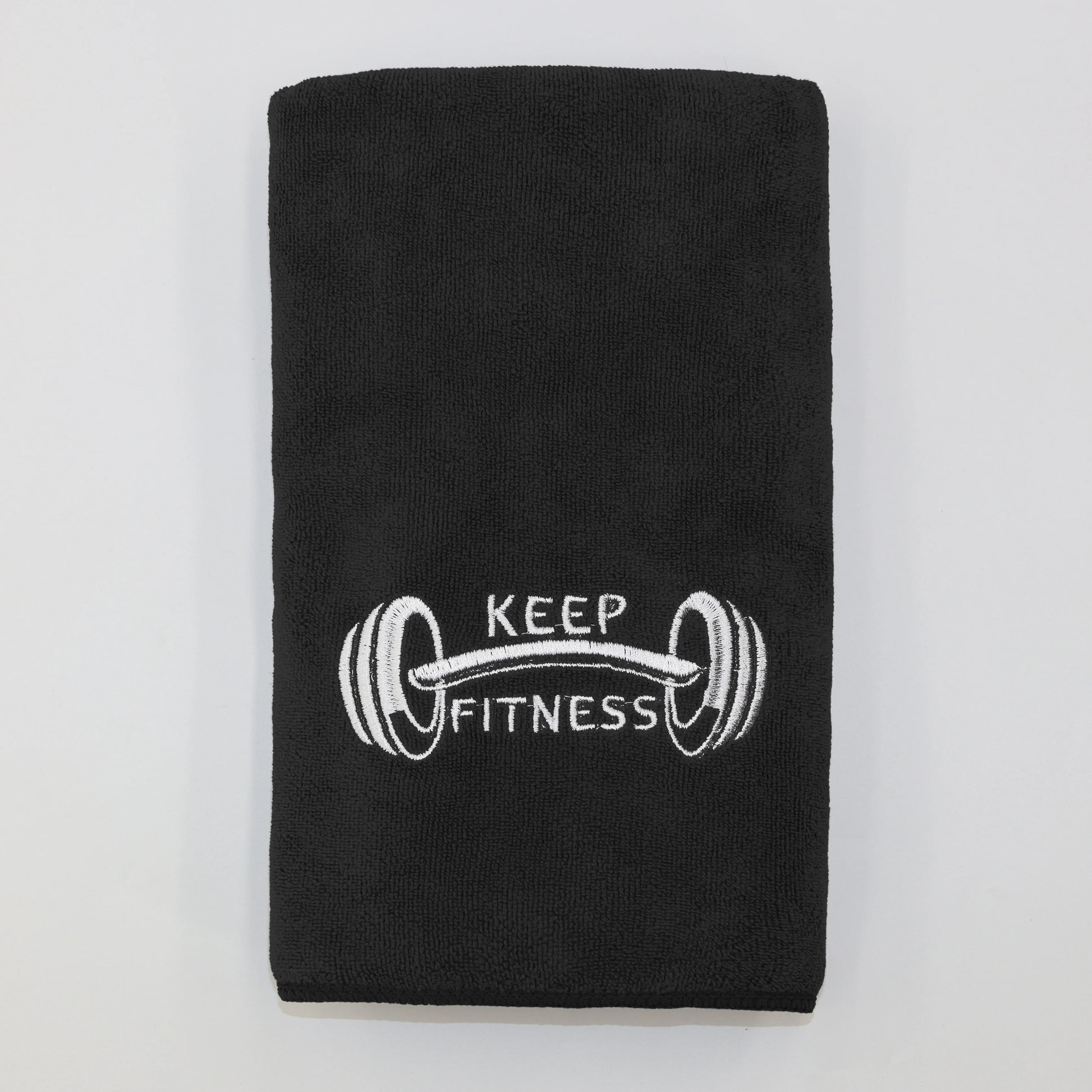 Serviette en Microfibre - noir - Keep Fitness en blanc - sport vitals