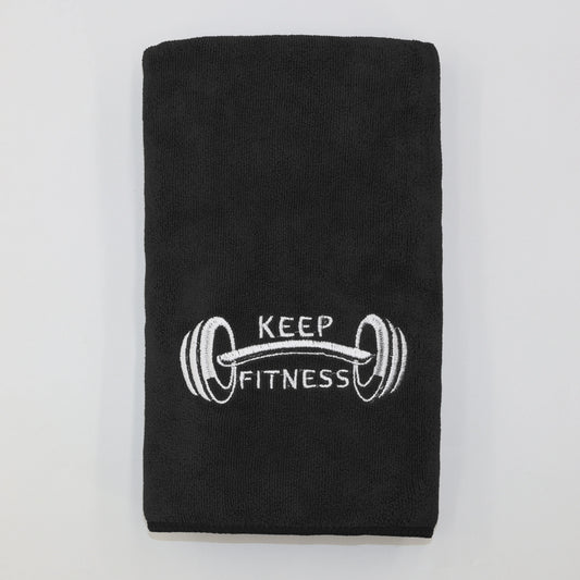 Serviette en Microfibre - noir - Keep Fitness en blanc - sport vitals