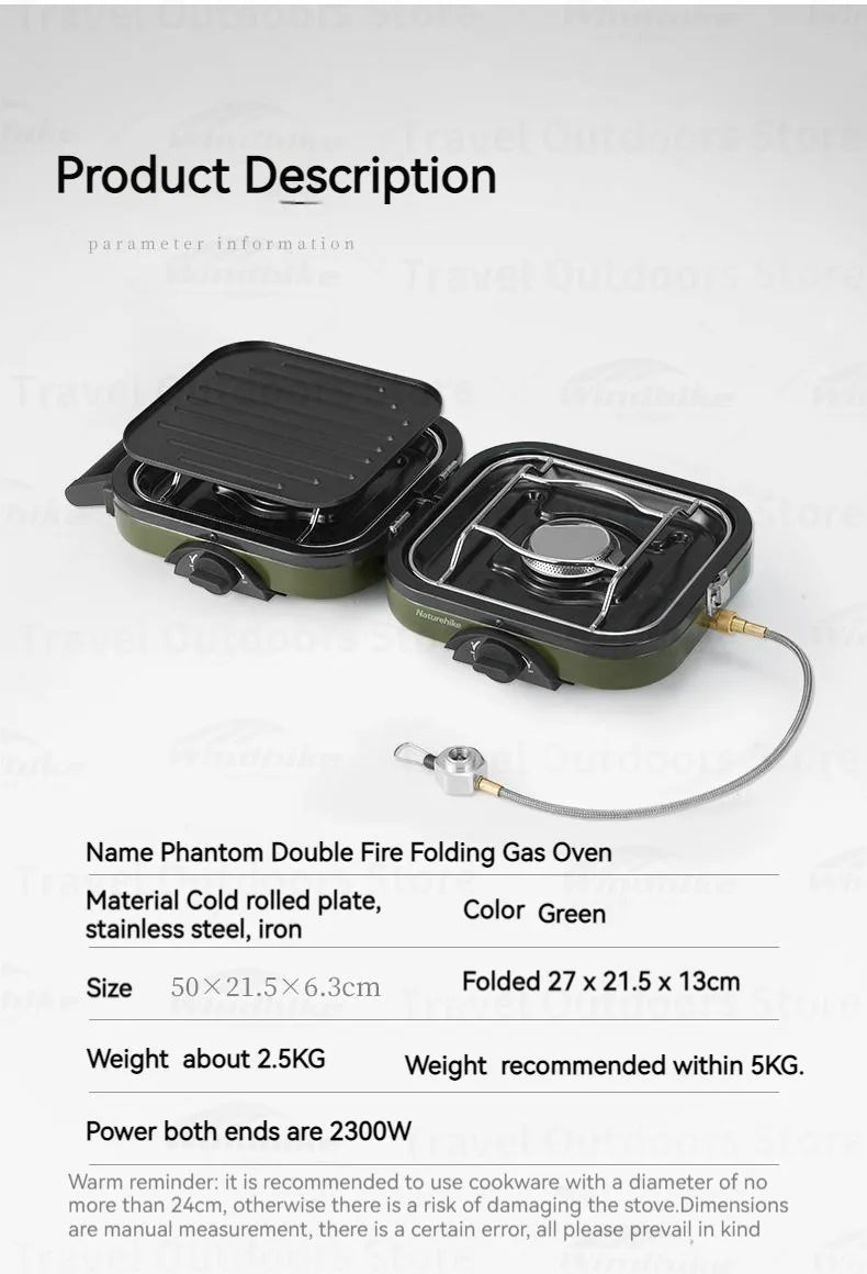 Réchaud à gaz pliable double brûleur