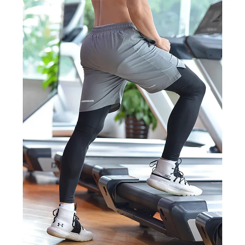 Shorts de Sport 2 en 1 gris et noir - sport vitals