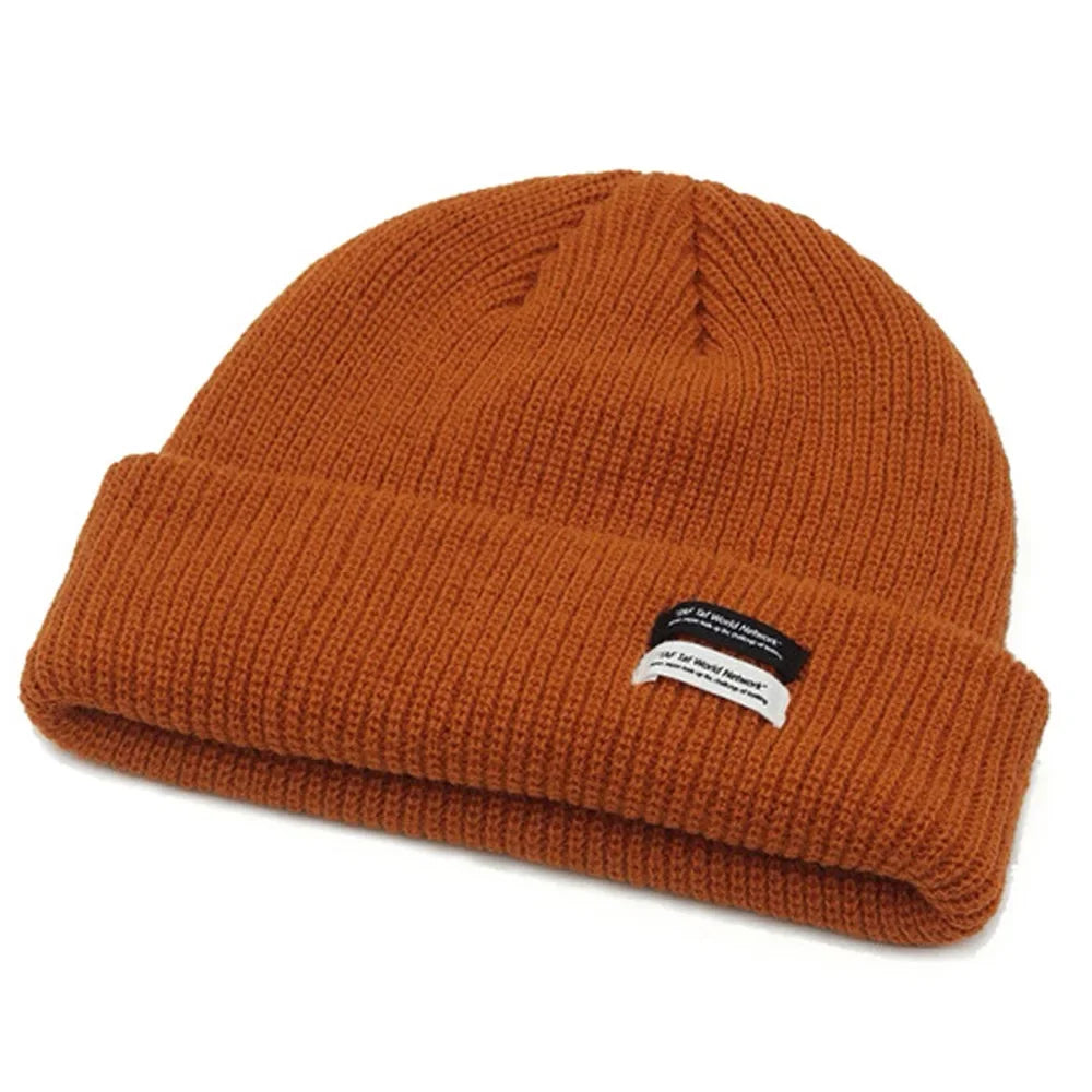 Tuque en tricot brun or